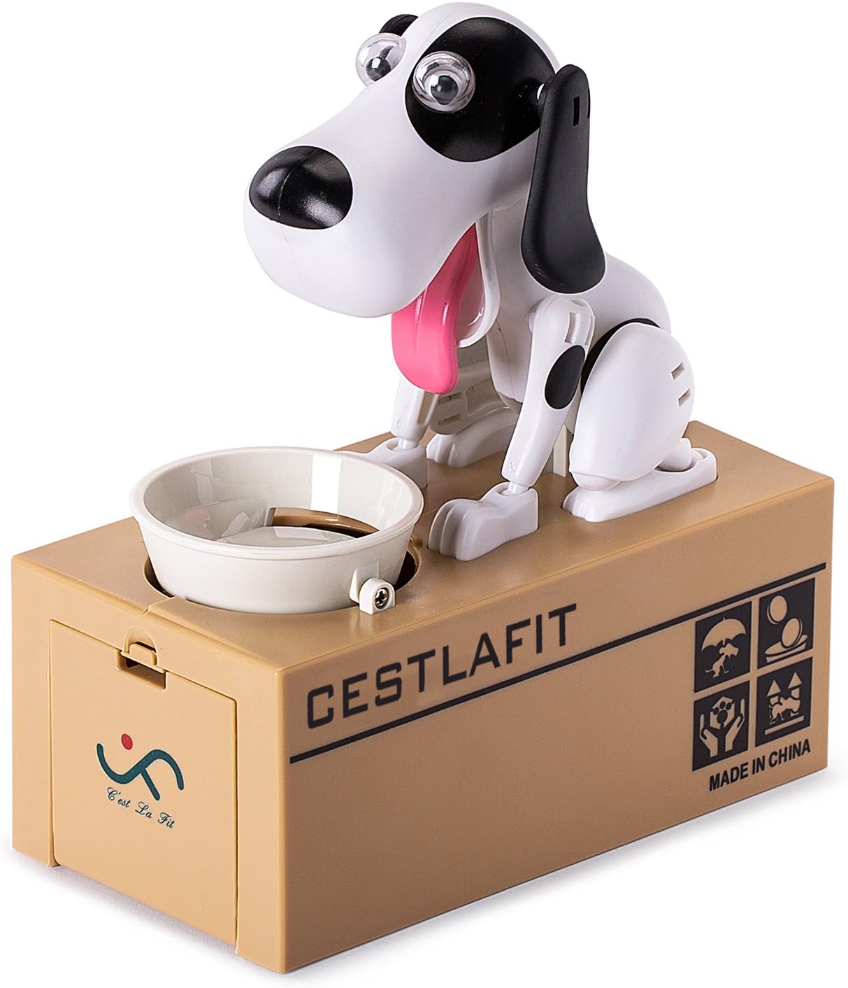 Cestlafit Cute Puppy Hungry Eating Dog Coin Bank, Doggy Coin Bank, Dog