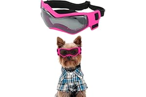 Kagoty Small Dog Goggles Small Breed, Small Dog Sunglasses UV Eye Protection for Medium Breed Dogs, Doggy Goggles Puppy Eyewear Glasses Pet Sunglasses, Pink