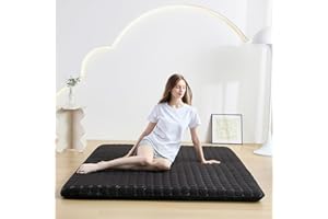 Zelladorra Japanese Floor Mattress Futon Mattress Full Size, Anti Slip Floor Futon Mattress Sleeping Mat Foldable Floor Mattress for Camping and Guest, Black