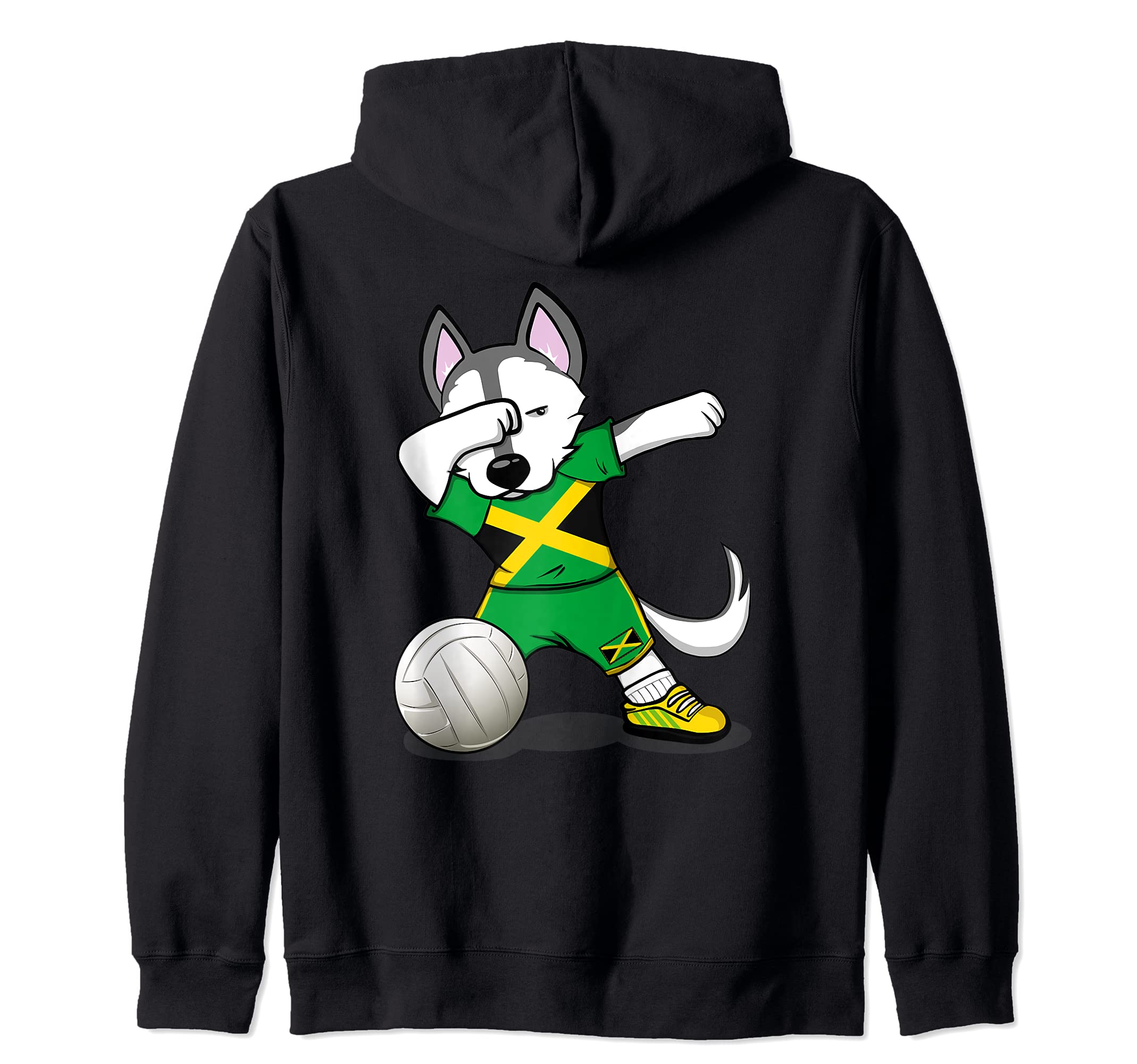 Dabbing Husky Jamaica Volleyball Fans Jersey Jamaican Flag Zip Hoodie