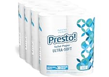 Amazon Brand - Presto! Mega Roll Toilet Paper, Ultra-Soft, 6 Count (Pack of 4), 24 Family Mega Rolls = 120 regular rolls