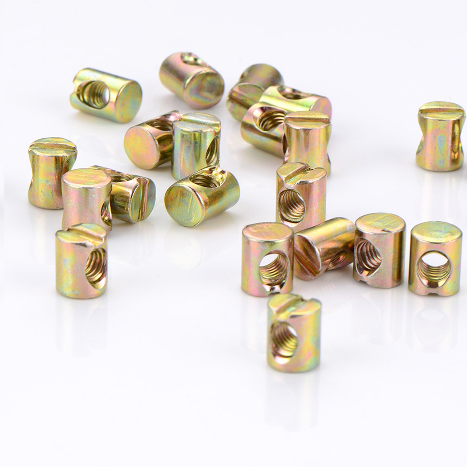 Kenkio 24 pieces M6 Barrel Nuts Cross Dowels Slotted Nuts for Furniture