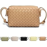 QAORD Woven Crossbody Bags For Women, Small Handmade Purse Clutch Shoulderbag Handbag Vegan Leather Zipper Closure Bags