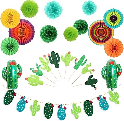 Amazon Com Sorive Fiesta Party Decorations Cactus Banner Garland