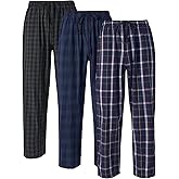 DAVID ARCHY Mens Pajama Pants Soft Cotton Plaid Sleepwear, Comfy Lounge Woven Pajamas Bottoms PJ Pant for Men, 3 pack