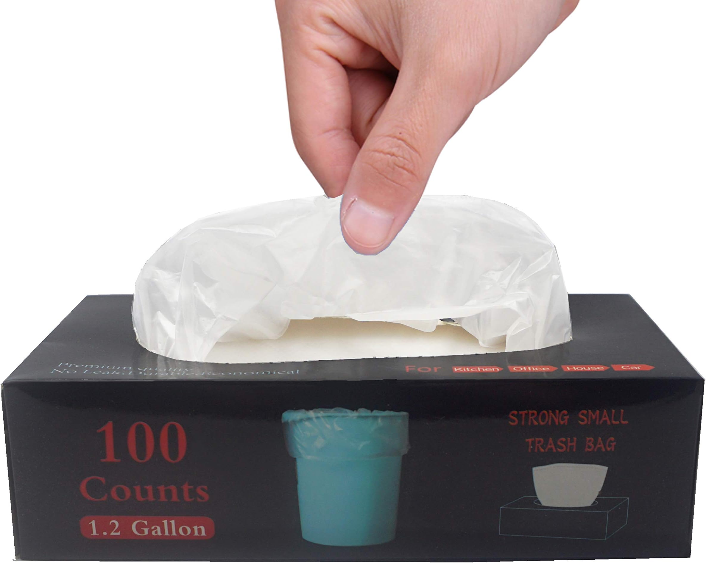 Feisco Small Bin Bag,5 Liters/1.2 Gallon Extra Strong Clear Trash bag Garbage Bag Bin Liner,100 Counts for Home,Office,Car (5 Liters)