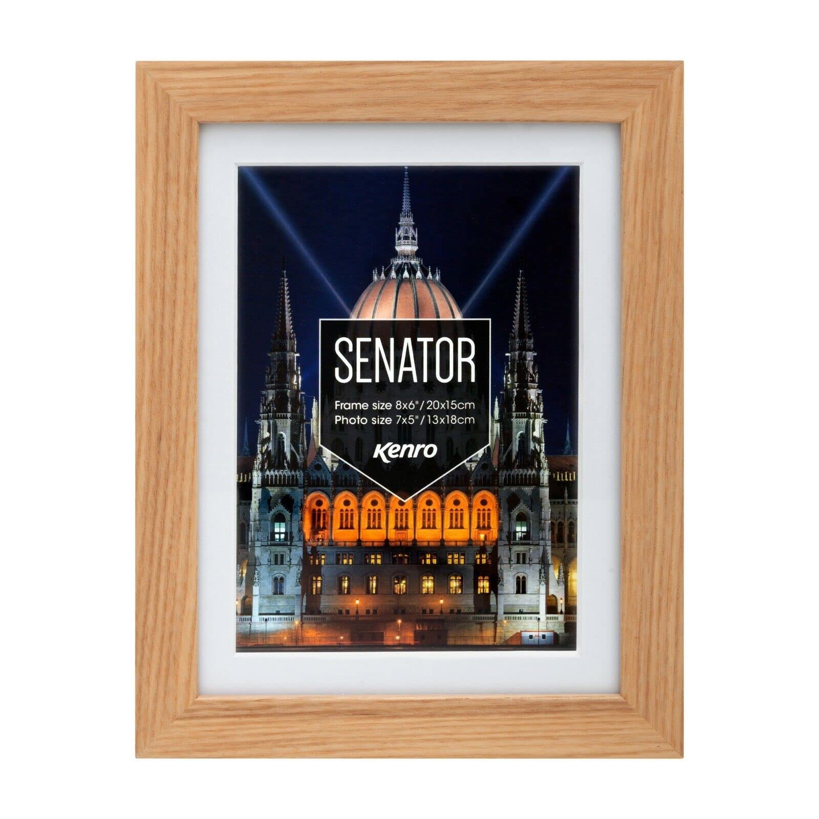 Kenro Senator Solid Wood Photo Frame A4 / 21x29.7cm with White Mat for Photo 9x6 Inch / 23x15cm - SNF2315K