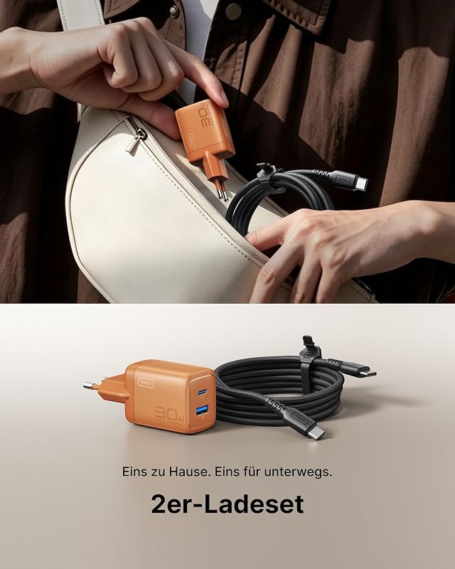 Iniu 30w usb c 2-paquets carregando, [usb-c + usb-a] 2-puertos usbc plug iphone carreter fast, múltiplo pd pd pd pd adaptador de parede rápido c para iphone 16 15, ipad pro, samsung s24