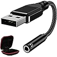 USB to 3.5mm Jack Audio Adapter, APETOO External Stereo Sound Card USB to Aux Jack Adapter Aux Dongle Cable Cord for Headphones Headset Earphones Mac Computer PC Laptop Desktop Windows PS4 PS5 Linux