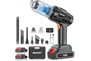 SEALIGHT Handheld Car Vacuum Cordless, Handheld Vacuum Cleaner with 21000pa High Power Suction, Two Batteries Long Endurance,