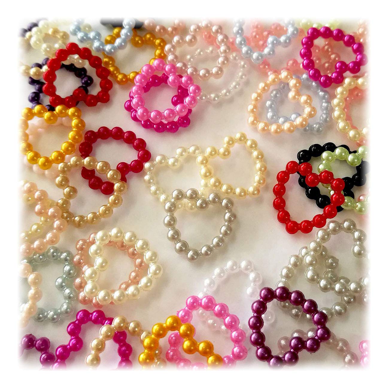 Summer-Ray 1000pcs Mixed Colours Acrylic Pearlised Beaded Heart Value Pack