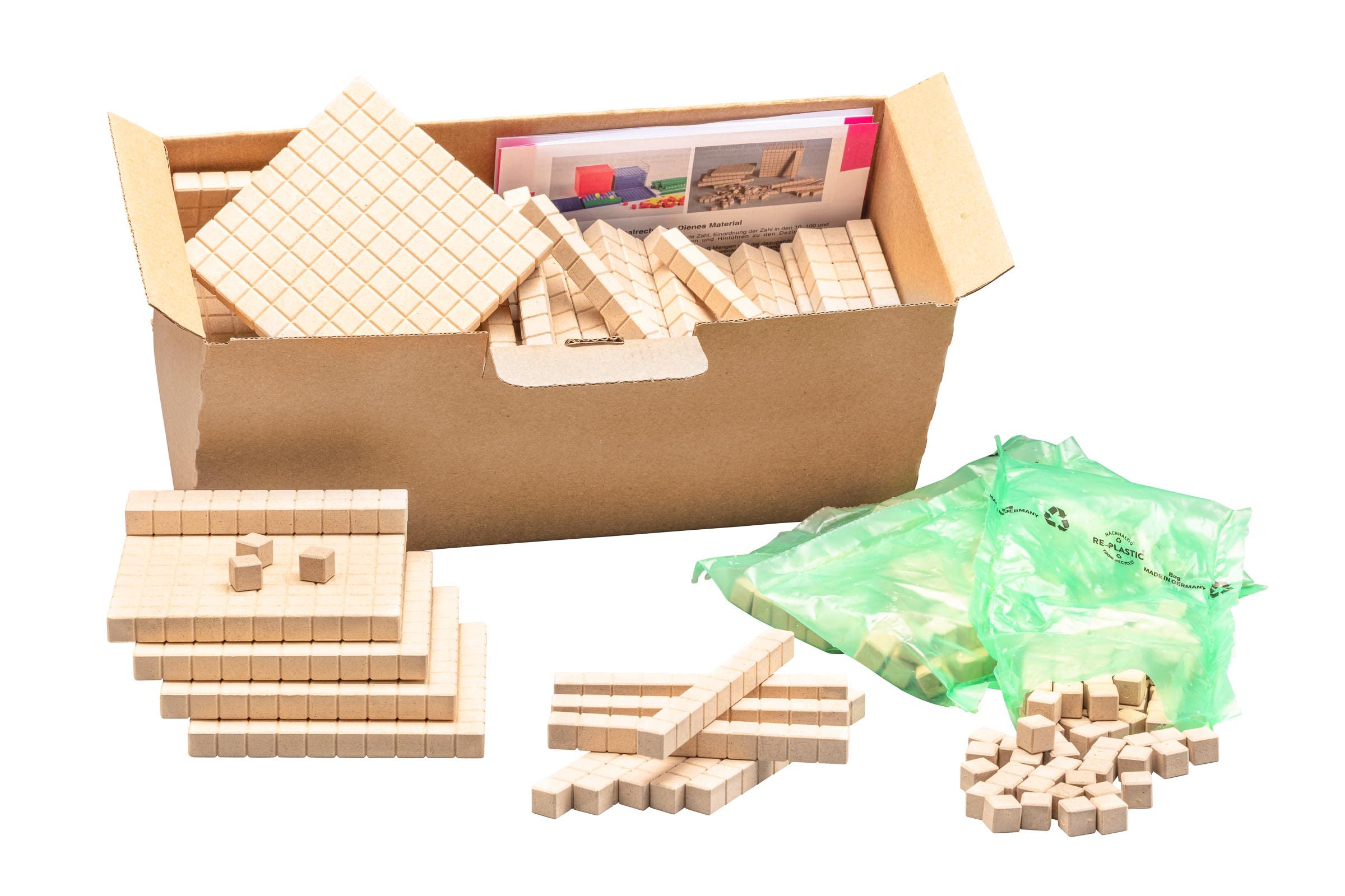 WISSNER® Large Dienes Base Ten Set (432 Pieces) made from RE-Wood® – Base Ten System for Primary School