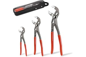 HAUTMEC 3 PCS Water Pump Pliers Set, Fast Adjustable Tongue and Groove Joint Pliers Tool Set,V-Jaw with Comfort Grips, 7 10 12Inch Plier Rust-Proof CRV Steel Construction for Plumbing HT0370-PL