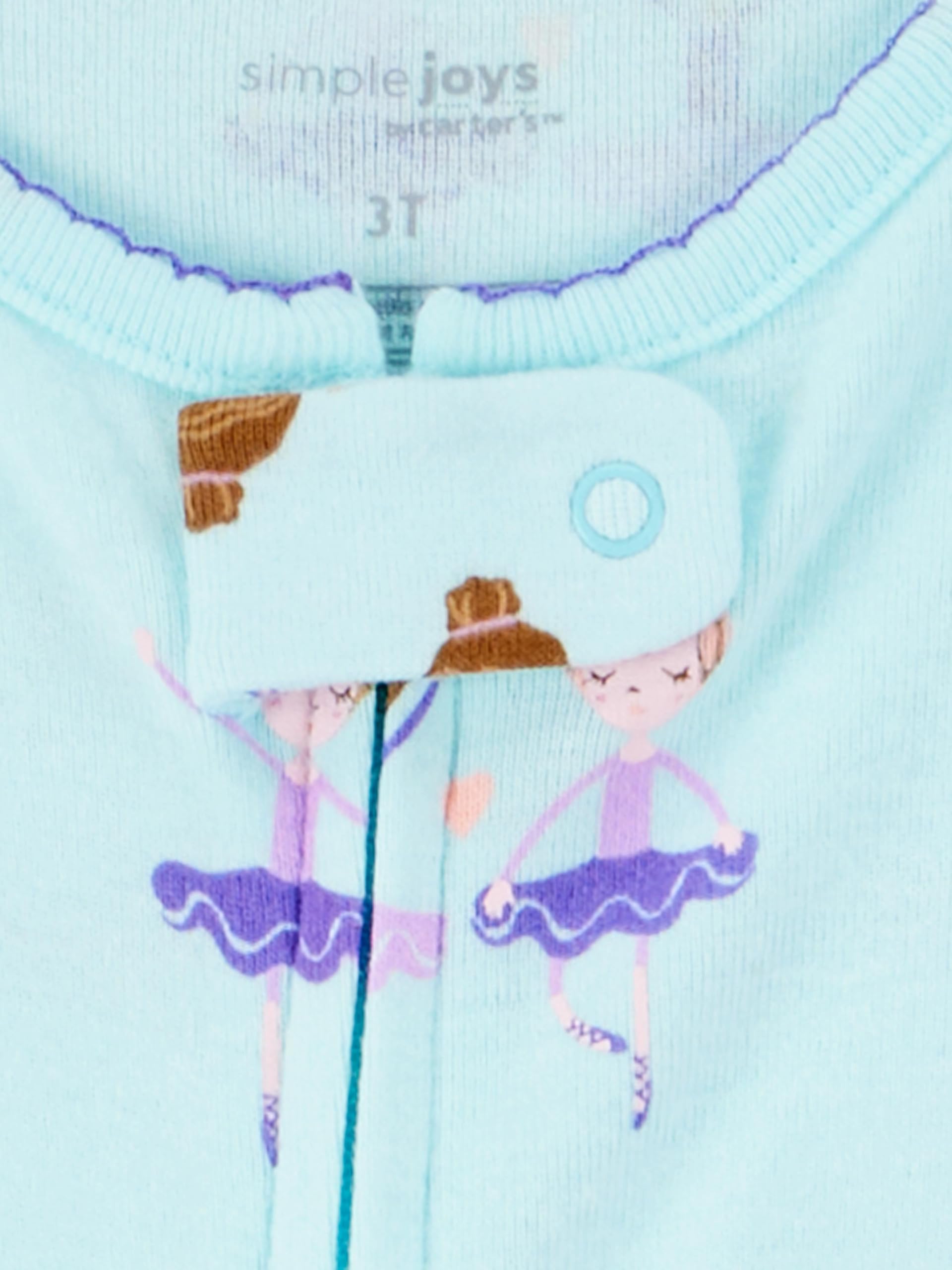 Simple Joys by Carter's Girls' 3-Pack Snug Fit Footed Cotton Pajamas