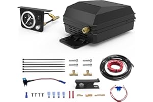 TOPICK Onboard Air Compressor Kit for Air Bag Suspension, In-Cab Control System with On/Off Switch, 12V, 1/4" Air Line, Universal AirBag Compressor kit for Ford, Chevrolet Silverado, GMC Sierra, Dodge Ram