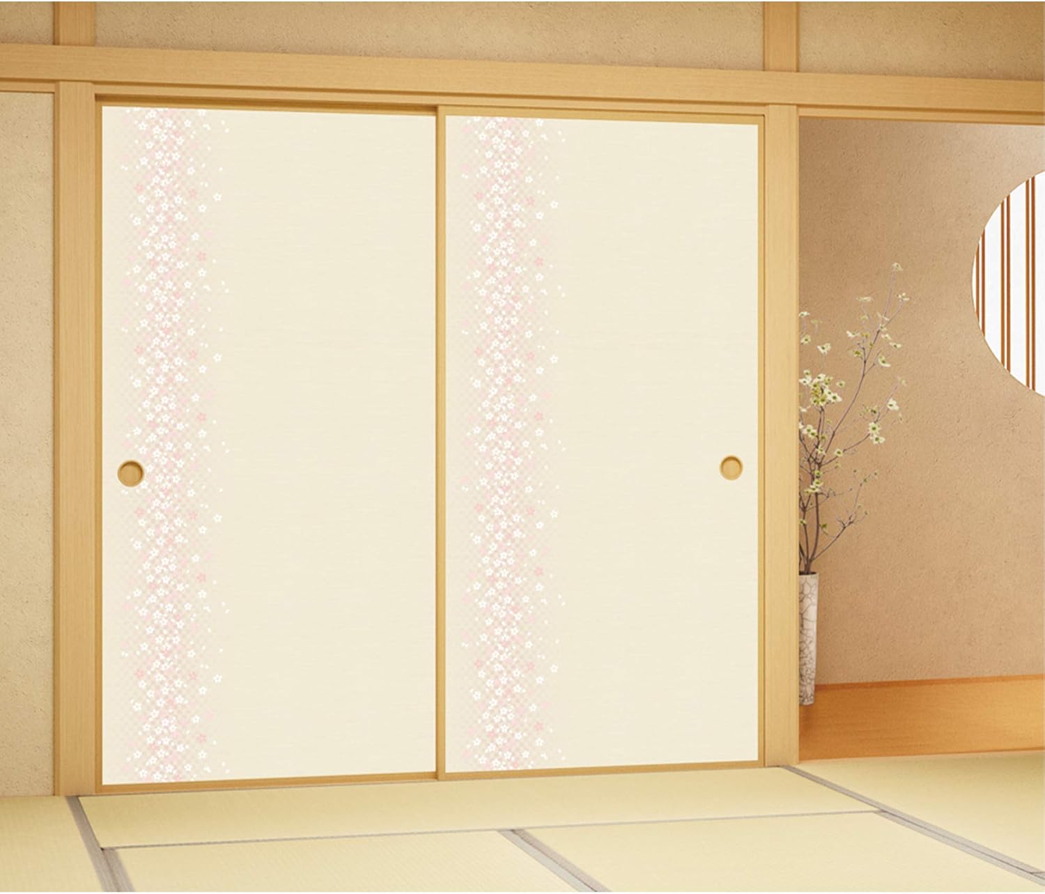 Amazon ふすま 紙 モダン 和風壁紙 やぶれにくい 糸入り 花 柄 ピンク のりナシ ふすま紙 簡単 張り替え Diy 模様 替え リフォーム No 928 ドア用金物