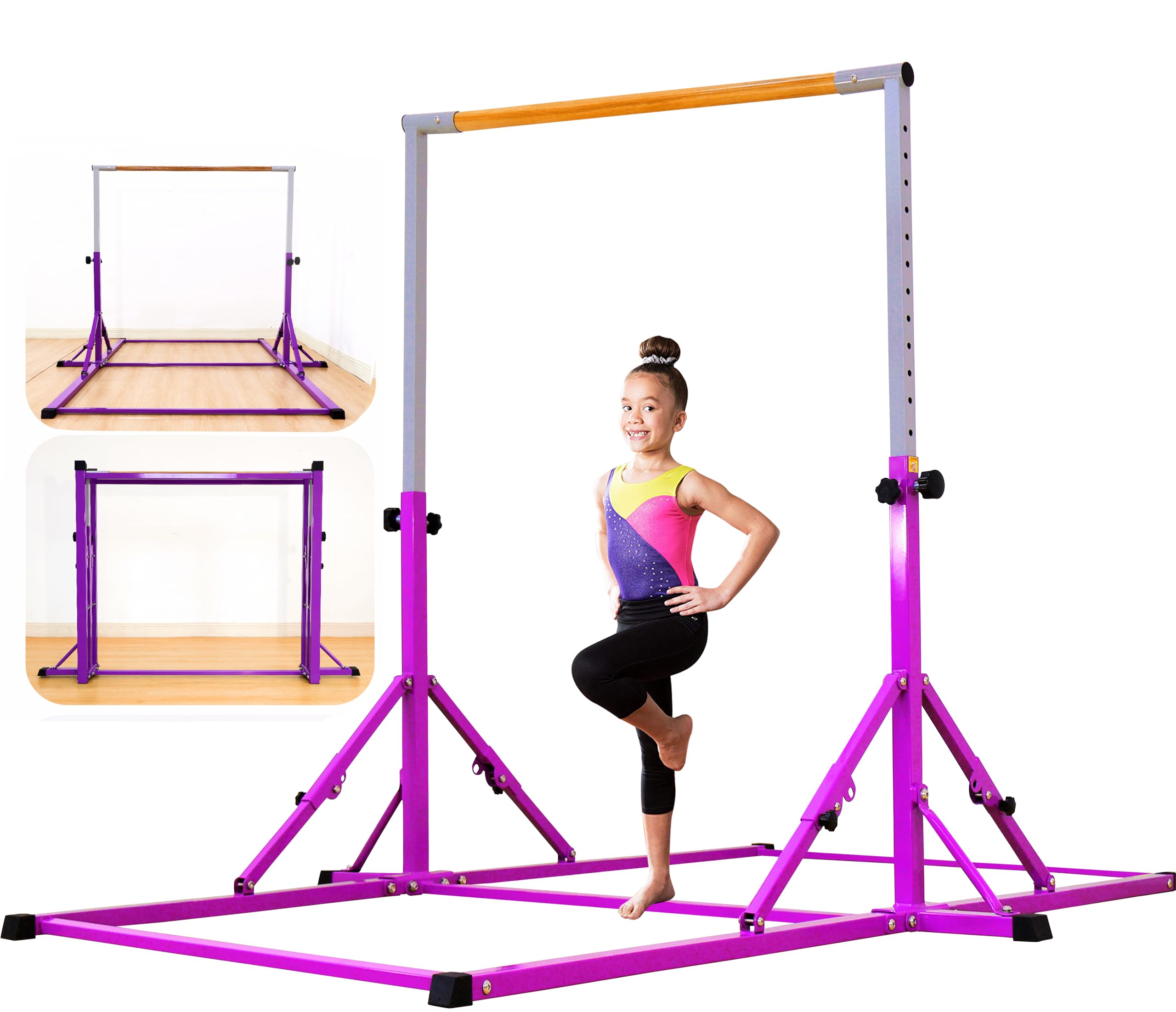Photo 1 of  ** PIC USED FOR REFERENCE**MARFULA 8 Ft Foldable Gymnastic Bar for Kids Age 3-25 of 1-13 Levels, 4 Ft Width 5 Ft Adjustbale Height Kip Bar, 400 lbs Weight Limit, Gymnastic Training Bar Equipment for Teenager Home and Club Use