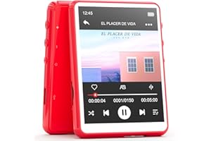 MECHEN 64GB MP3 Player Bluetooth 5.3 with 2.4" Full Touch Screen，Portable Digital Music Player with Speaker，FM Radio, Line Recording, HiFi Lossless Sound, Support up to 128GB. (Red)