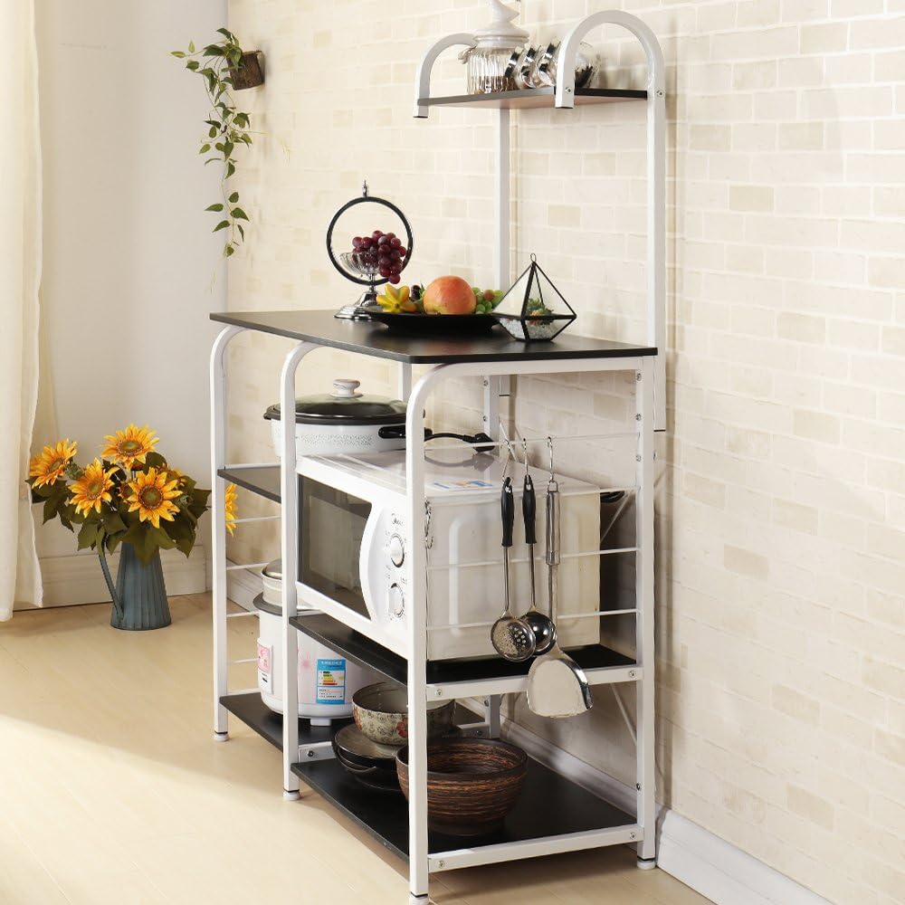 SogesPower Kitchen Baker's Rack 3-Tier+4-Tier Microwave Stand Storage Rack, Black - Standing Baker's Racks