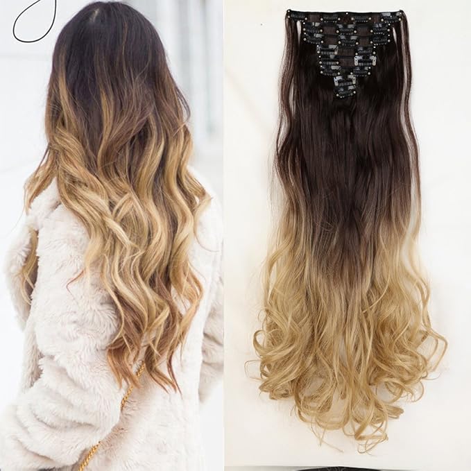 Extension Con Fermagli 61 Cm Colorazione Con Shatush Boccoli In Gradazione Dal Castano Scuro Al Biondo Cenere