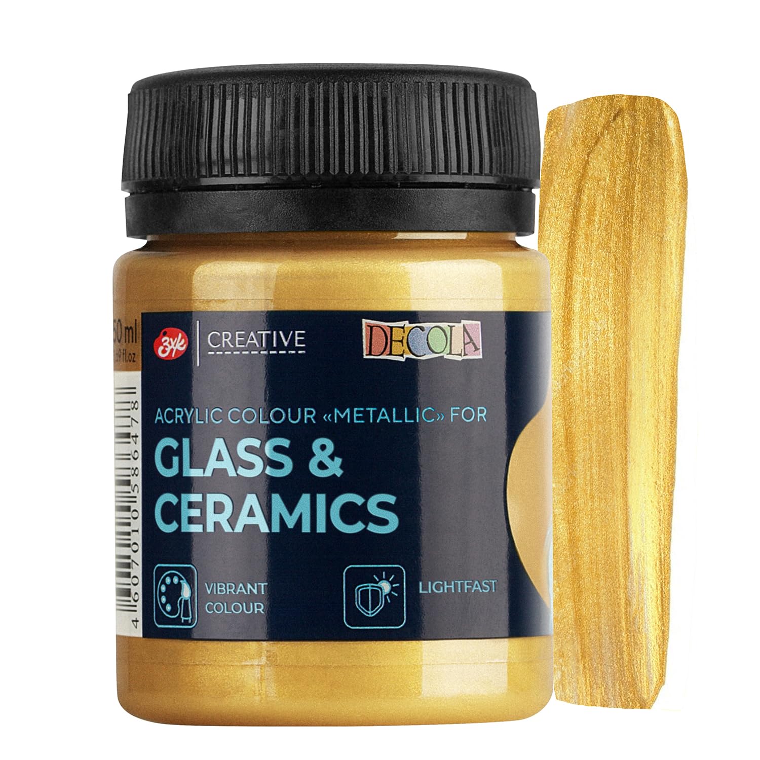 Decola Gold Porcelain Colour 50ml Permanent for Glass and Ceramics - High Opacity on Dark Surfaces - Produced by Nevskaya Palitra