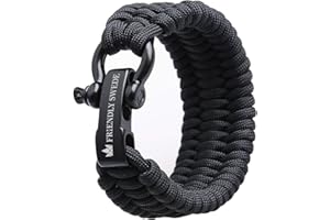 The Friendly Swede Trilobite Extra Thick Paracord Bracelet with Stainless Steel Black Bow Shackle, Survival Bracelets, Paracord Bracelets for Men - Adjustable Size