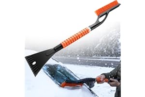 DMJN 27'' Snow Brush and Ice Scrapers for Car Windshield [One-Wipe Clean] Detachable Snow Brush for Car with Ergonomic Foam Grip for Cars, Trucks, SUVs