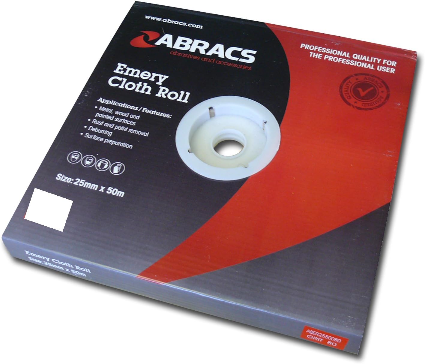 Abracs ABER2550180 Emery Rolls, 25mm x 50m x 180 Grit, Pack of 10