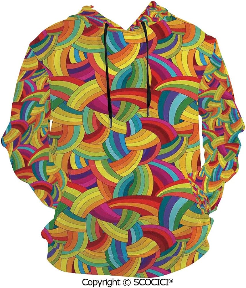 UHOO Colorful Rainbows Hoodies 3D Print Sweatshirt for Men