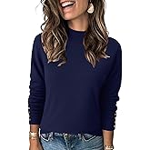 Qirno Womens Mock Neck Long Sleeve Knit Sweaters Turtleneck Casual Lightweight Button Cuffs Fall Pullover Sweater