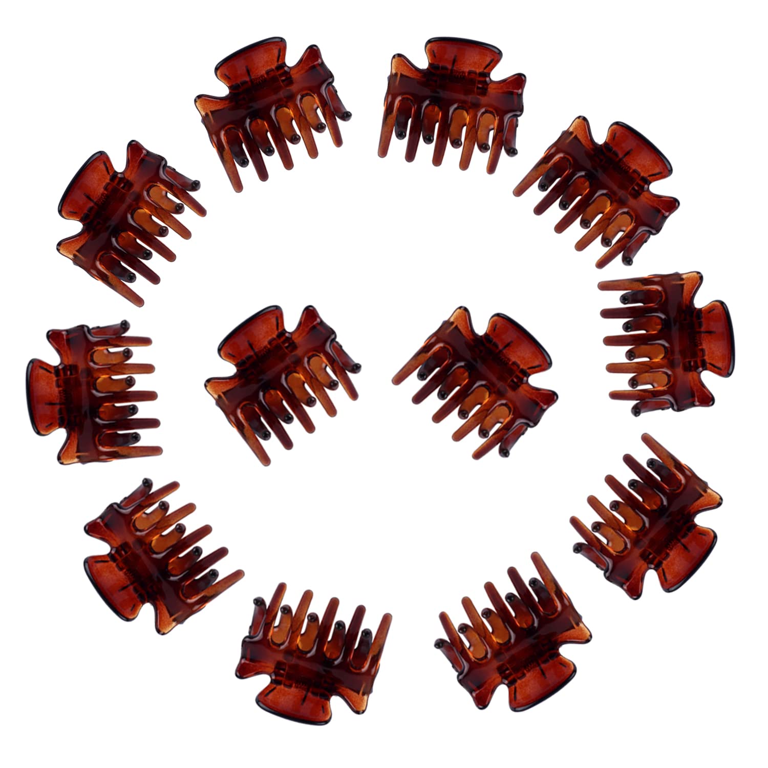 12 Pieces Small Hair Clips,3cm x 2cm/1.18inch x 0.78 inch Brown Mini Hair Claw Clips Plastic Hair Jaw Clips for Women and Girls