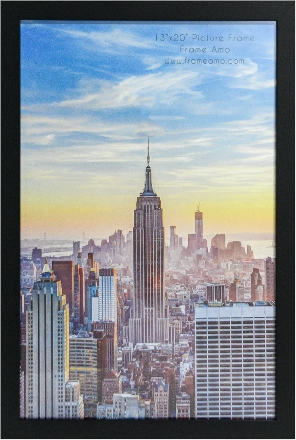 Photo Albums, Frames & Accessories - Frame Amo 13x20 Black Modern Picture or Poster Frame, 1 inch Wide Border, Smooth Wrap Finish, Acrylic Face