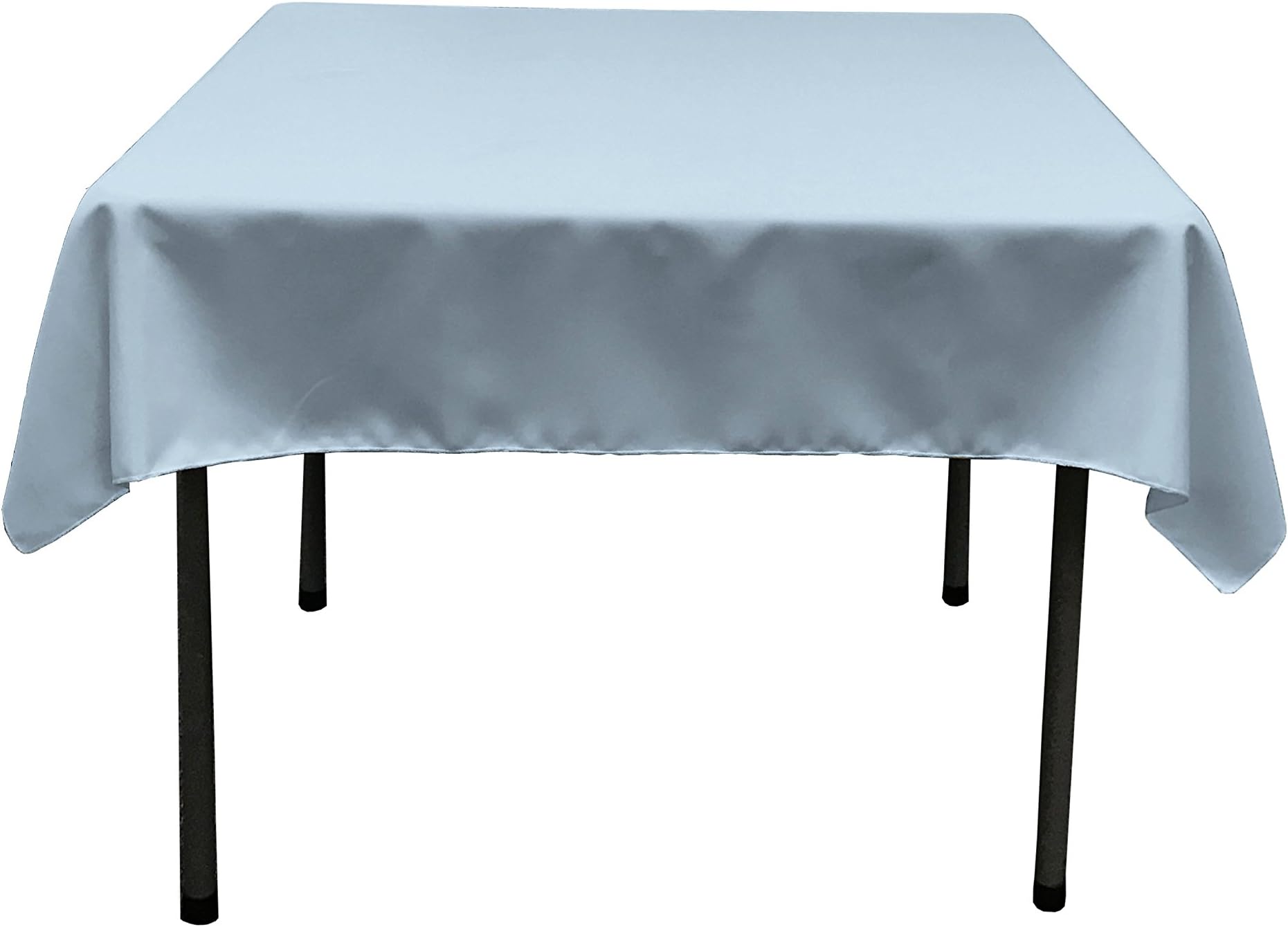 LA Linen Polyester Poplin Washable Square Tablecloth, Stain and Wrinkle Resistant Table Cover 52x52, Fabric Table Cloth for Dinning, Kitchen, Party, Holiday 52 by 52-Inch, Blue Light