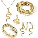 GOGZBD Snake Jewelry Set for Women Snake Bracelet Pendant Necklace Earrings and Ring Set Halloween Party Accessory