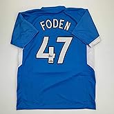Facsimile Autographed Phil Foden Manchester City Blue Reprint Laser Auto Soccer Jersey Size Men's XL