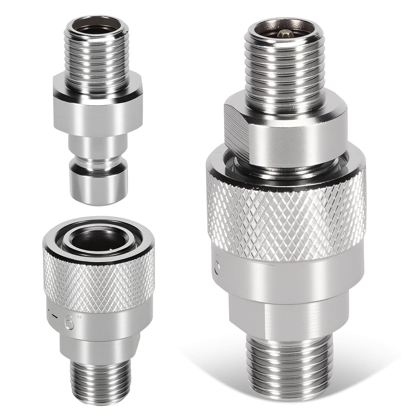 Photo 1 of VORGENS 2 Pcs M16-M14 Hydraulic Quick Connect Fittings, Hydraulic Hose Quick Coupling Adapters w/Build-in Plunger, Fit for AGT and Chinese Mini Excavators - 2 Male & Female Hydraulic Hose Connectors