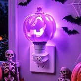 Klarlight Halloween Purple Pumpkin Night Light, Jack-O-Lantern Plug Into Wall Flame Light Bulb, 2W LED E26 Bulb, 360° Rotatable US Plug for Spooky Halloween Christmas Cute & Funny Decoration, 1 Pack