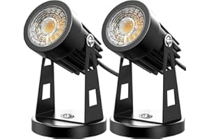 JIAQIYAN Spotlights Indoor LED Uplighting Indoor 3W Up Lights Floor Spotlight 3000k Warm White Plant Spotlight Indoor 5.9 FT Cord with Foot Switch 2 Pack