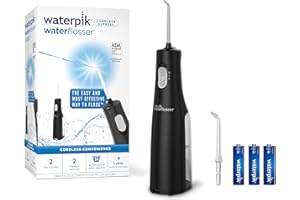 Waterpik Cordless Express Water Flosser, Battery Operated & Portable for Travel & Home, ADA Accepted, Waterproof for Shower Use, Black WF-02, Packaging May Vary