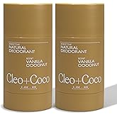 Cleo+Coco Sensitive Deodorant Balm, Vanilla Coconut (2-Pack, 2.2 oz Each), Aluminum-Free, Baking Soda Free Natural Deodorant with 5X Odor Fighters, Vegan, No Synthetic Fragrance