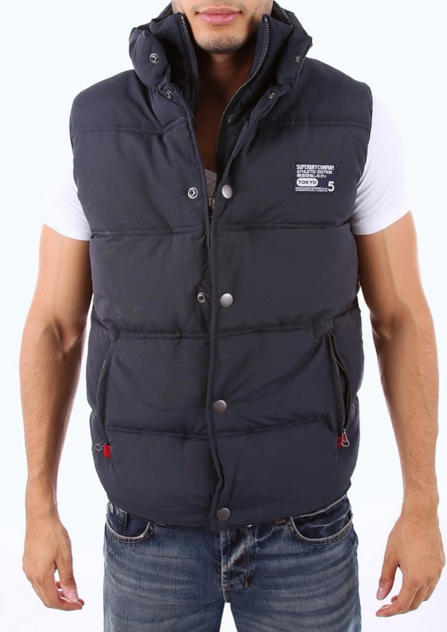Mens Superdry Gilet Camping Vest Navy/Grey Small Amazon.co.uk