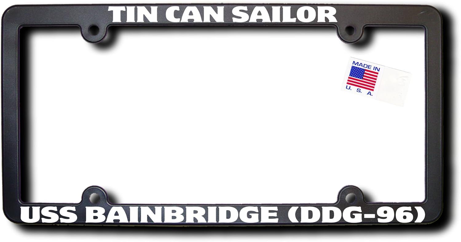 Amazon Tin Can Sailorベインブリッジ Ddg 96 ライセンスフレームw 文字反射 ナンバーカバー ホルダー 車 バイク