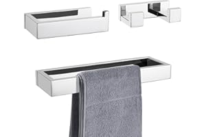 3 Pieces Polished Chrome Bathroom Hardware Accessories Set,SUS304 Stainless Steel Towel Holder Set Towel Holder Robe Hook Toi