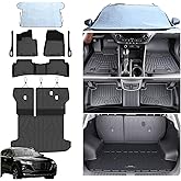 Runine Floor Mats for Hyundai Tucson 2016-2021/Kia Sportage 2017-2022, All Weather Protection Custom Floor Mats Trunk Cargo and Car Windshield Cover Set for Hyundai Tucson Accessories,Floor Liners Set