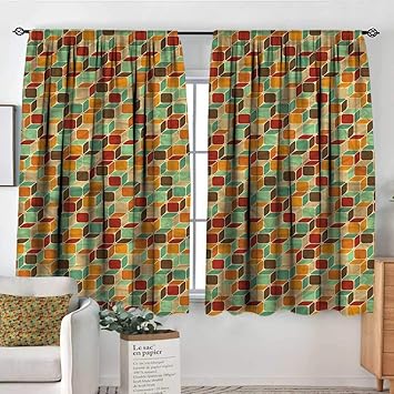 Amazon Com Sanring Geometric Curtains Drapes Retro Style Cubes