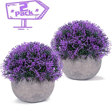 Vangold Künstliche Pflanzen Lebensechte Kunstpflanze Lila Kleine