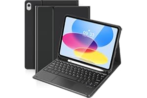 SOPPY Keyboard Case with Touchpad for iPad 10th Generation, Detachable Wireless Keyboard for iPad 10th Gen 10.9" 2022 (A2696/A2757/A2777), Slim Case with Pencil Holder for iPad 10th Gen 2022, Black