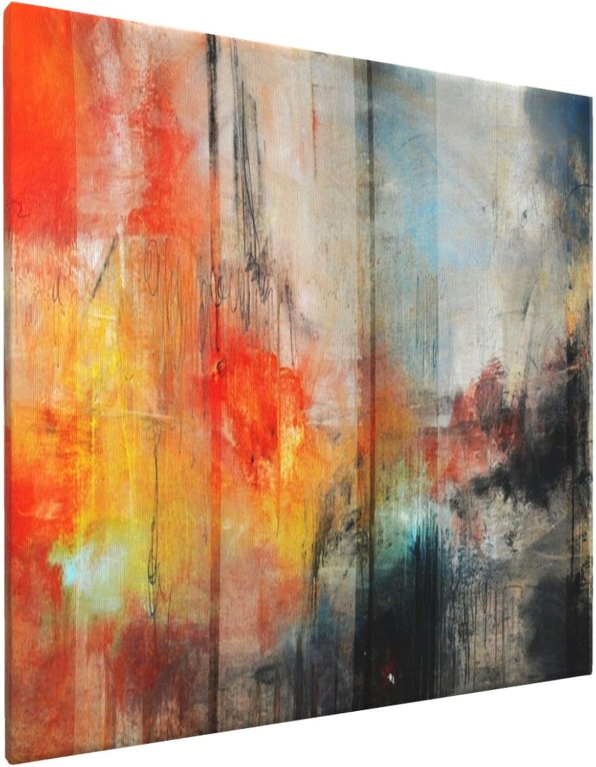 Large Abstract Art Blue Orange Abstract Print Canvas Painting Poster