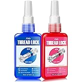 Thread Lock - Medium and High Strength Thread Locker Blue ＆ Red, Threadlocker for Nuts, Bolts, Metal Fasteners - Lock Tight &