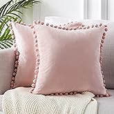 Topfinel Blush Pink 24x24 inches Decorative Pillow Covers for Bed Couch Sofa, Soft Velvet Throw Pillow Covers Set of 2, Cute Square Cushion Covers for Spring Aesthetic Home Decor